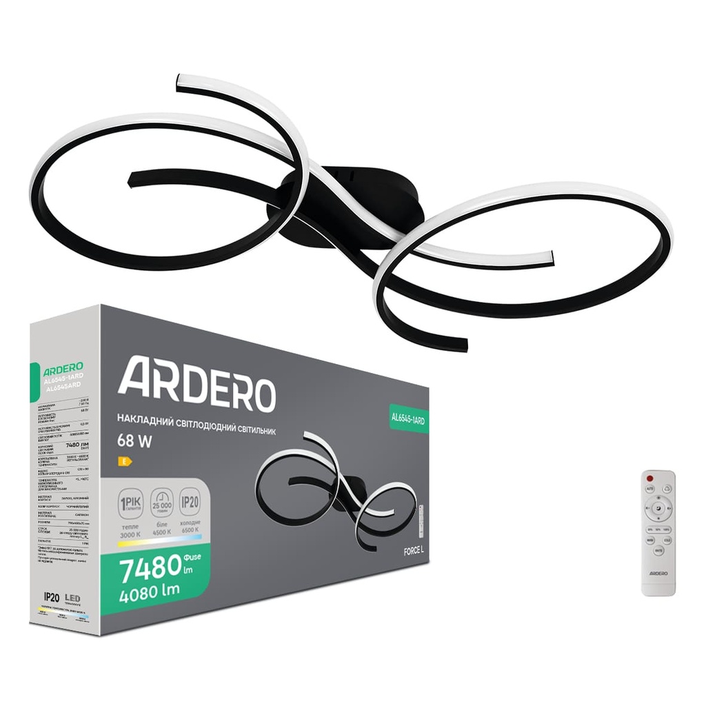 [8934] Світлодіодний накладний світильник Ardero AL6545-1ARD FORCE L 68Вт чорний