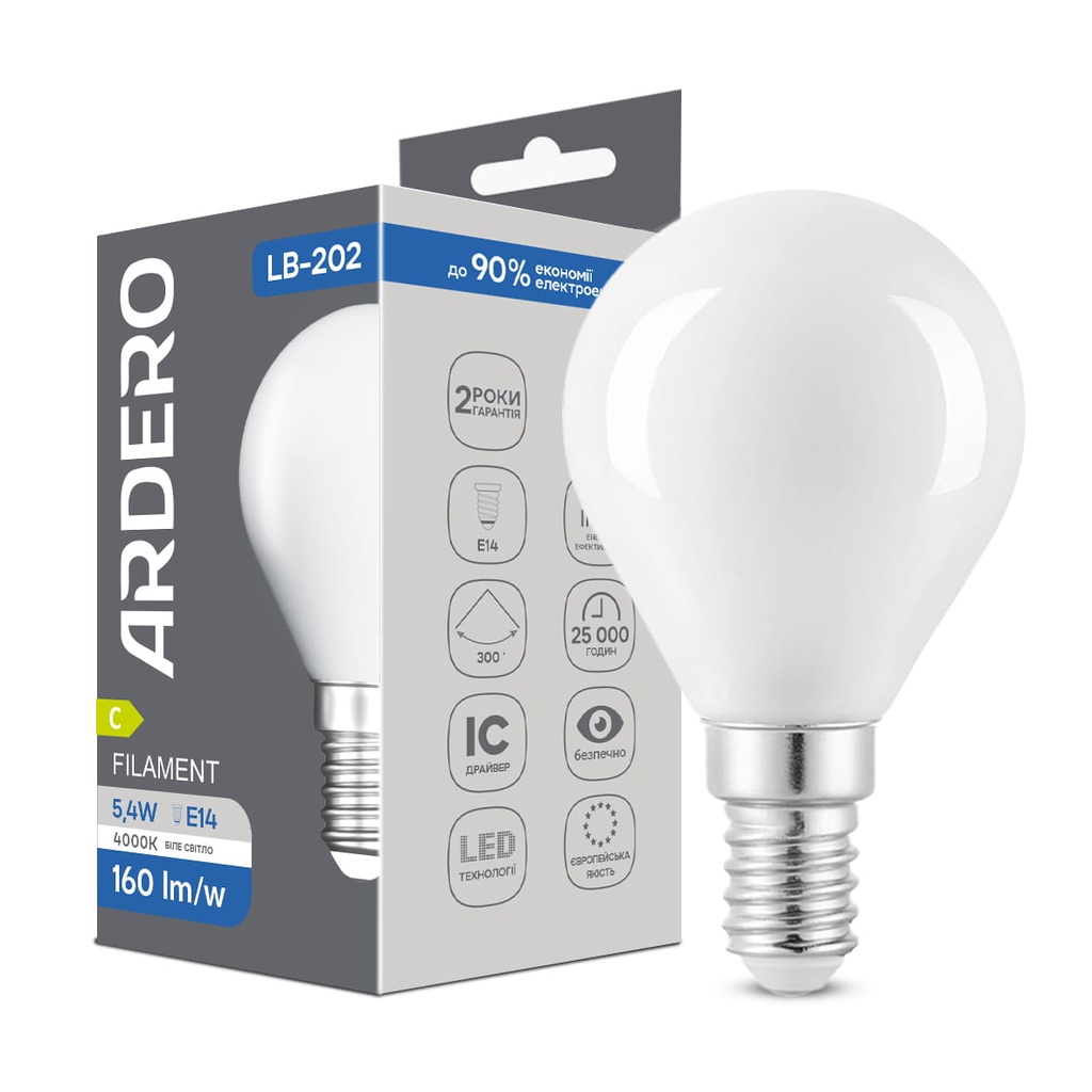 [8998] Світлодіодна лампа Ardero LB-202 5,4Вт E14 4000K матована