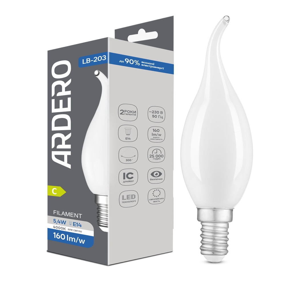 [8997] Світлодіодна лампа Ardero LB-203 5,4Вт E14 4000K матована