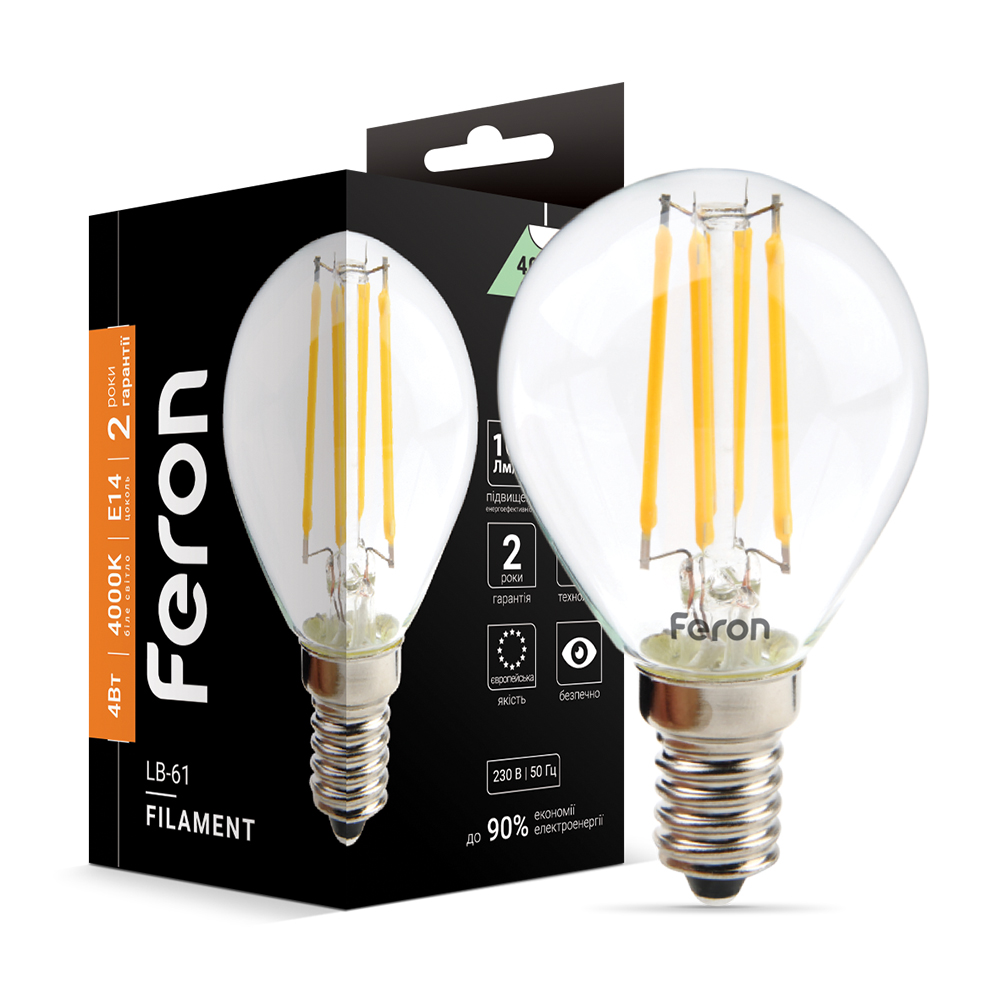 [4781] Світлодіодна лампа Feron Filament LB-61 4Вт E14 4000K