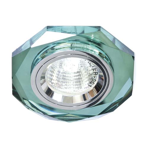 [2790] Вбудований світильник Feron 8020-2 під лампу зелений срібло