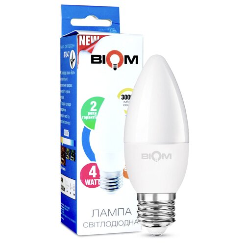 Свiтлодiодна лампа Biom BT-547 C37 4W E27 3000К матова
