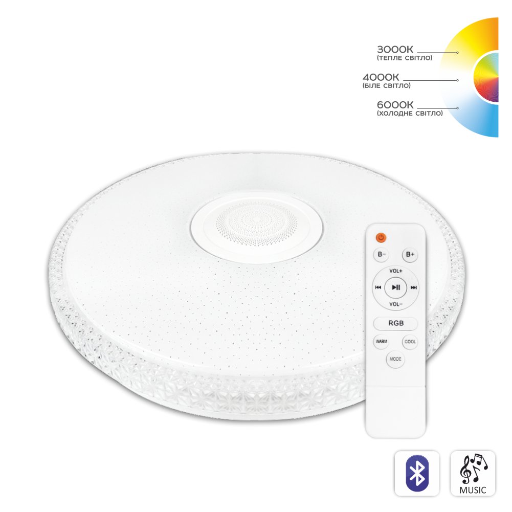 Світильник світлодіодний Biom SMART SML-R47-55-M-RGB 3000-6000K 55Вт с д/к муз. BT APP