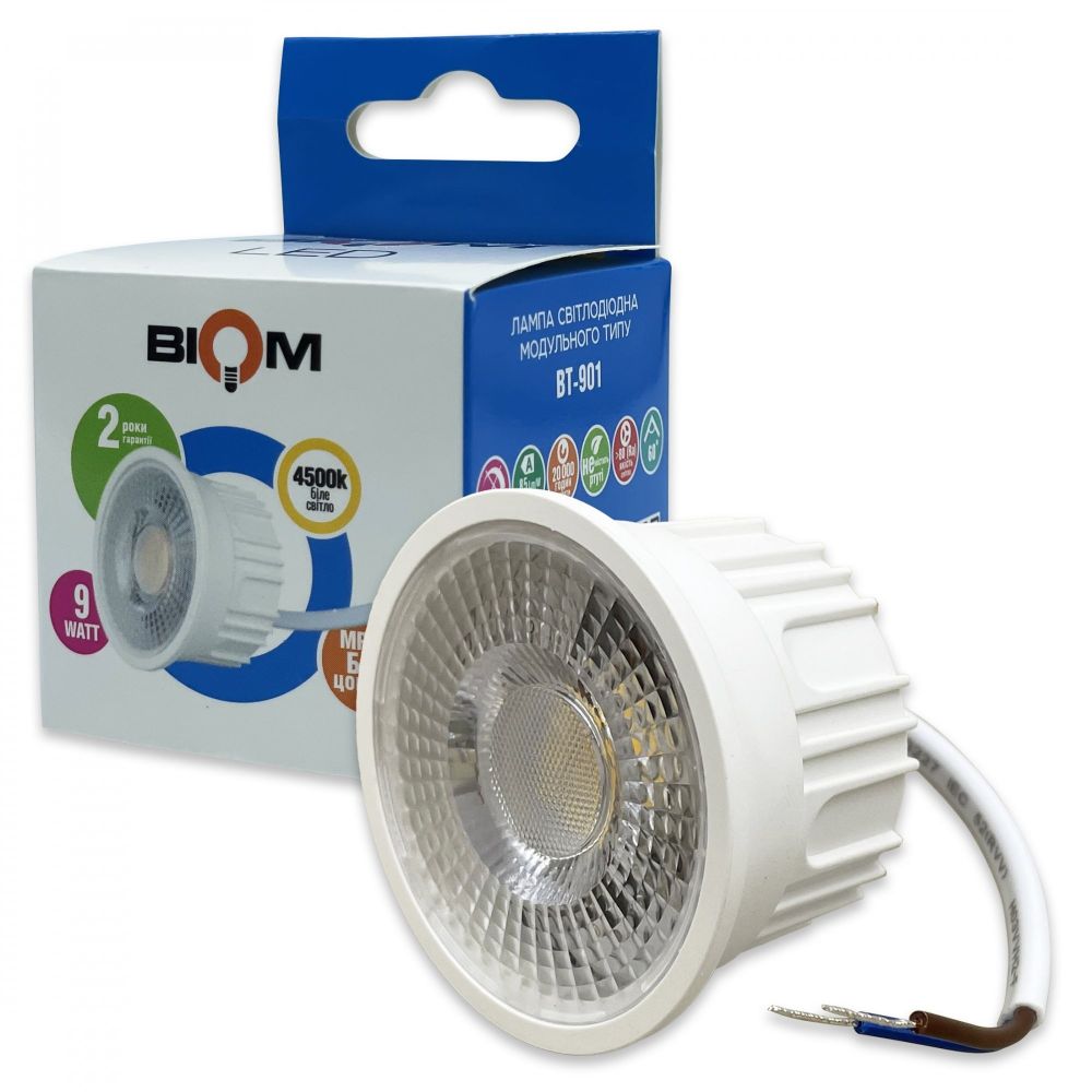 Свiтлодiодна лампа Biom BT-901 MR16 9W модуль 4500К лінза 60