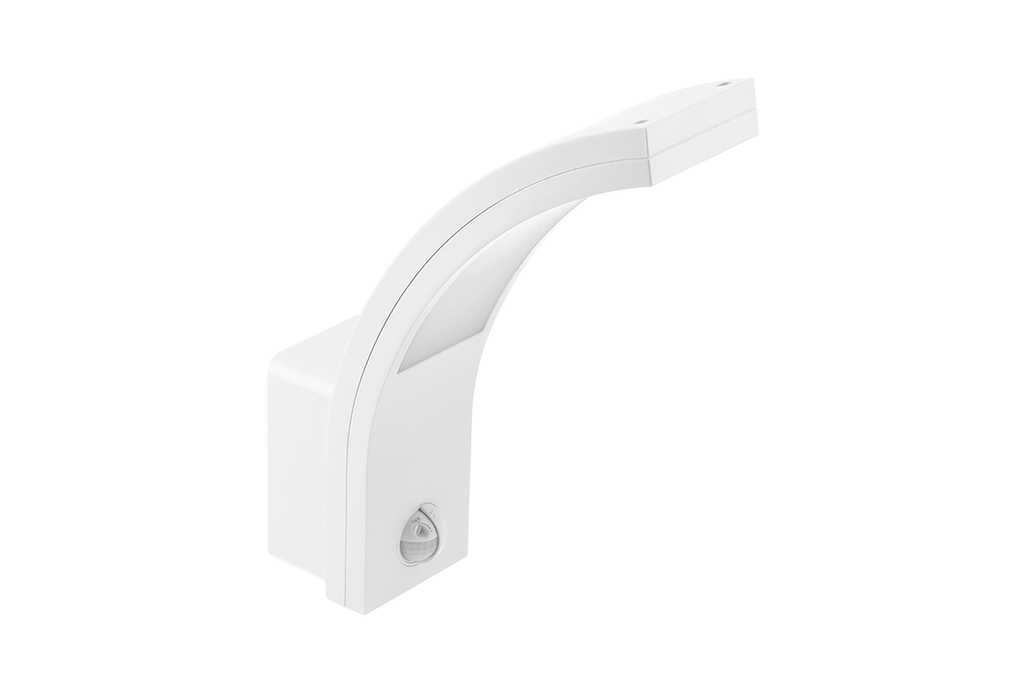 Світильник 10W настінний фасадний GTV LED PARIS з датчиком руху, IP54, 9m, 4000K, білий