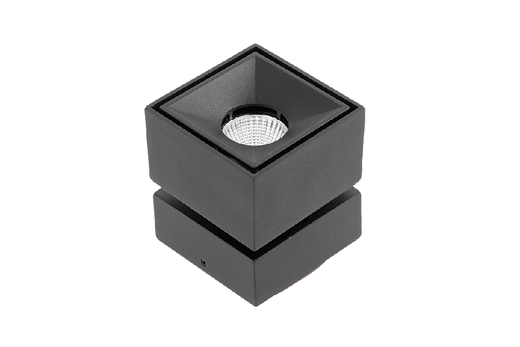 Світильник GTV LED BIANCO, 8W, IP20, 4000K, 75х75х84, квадрат, чорний, з нахилом