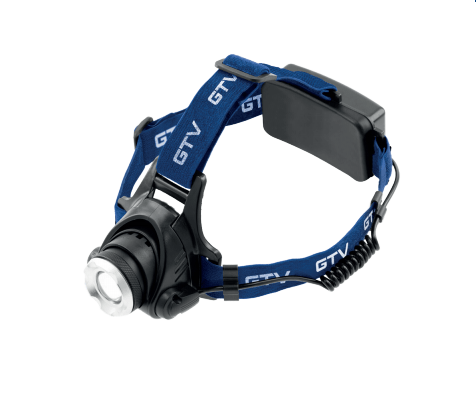 [6_20012] Ліхтарик головний GTV на батарейках 2xAAA, 6Вт, 6400К, 275м, IP44, чорний