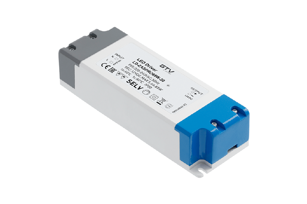 Блок живлення GTV LED PRO 12V, 65W, 220-240VAC, IP20, 181x63x40мм