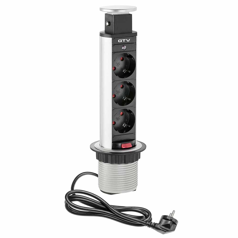 [6_20051] Подовжувач GTV висувний врізний прихований d60mm, 3 гнізда schucko (AE-BPW3S60-80)