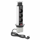 Подовжувач GTV висувний врізний прихований d60mm, 3 гнізда schucko (AE-BPW3S60-80)