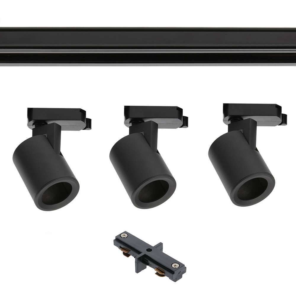 Світильник трековий GTV TRAX, 3 контактне кріплення, 3xGU10, 1-фазна доріжка, чорний