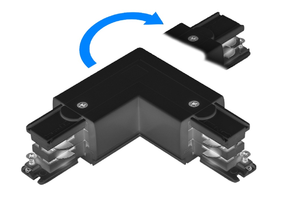 З'єднувач кутовий поворотний для шинопроводу 3-фазного GTV, 101x101мм, чорний