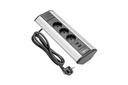 Подовжувач для офісу GTV AE-PBKT3S2U-80, кутовий, 3 x гнізда SCHUKO, 2xUSB 2.1A 5V, срібний