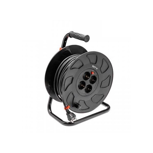 Подовжувач на котушці GTV, 30м, 3х1,5мм², 4 гнізда з заземленням, IP20