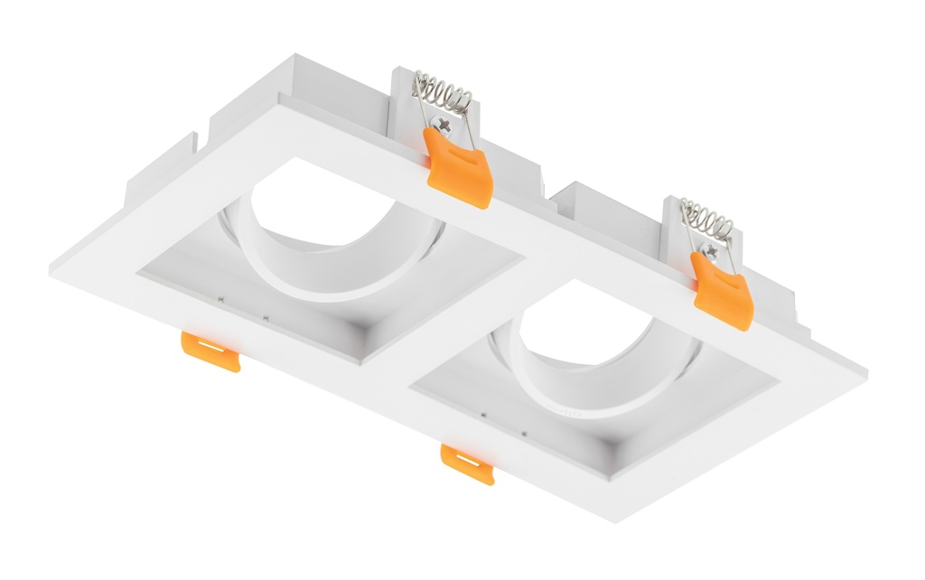 Світильник точковий GTV RUBIO, 187x102mm, IP20, квадратний, подвійний, білий (пластик) (OP-RUBIOKW2-10)
