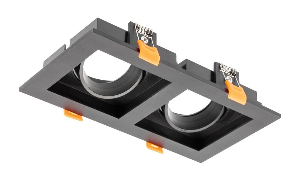 Світильник точковий GTV RUBIO, 187x102mm, IP20, квадратний, подвійний, чорний (пластик) (OP-RUBIOKW2-00)