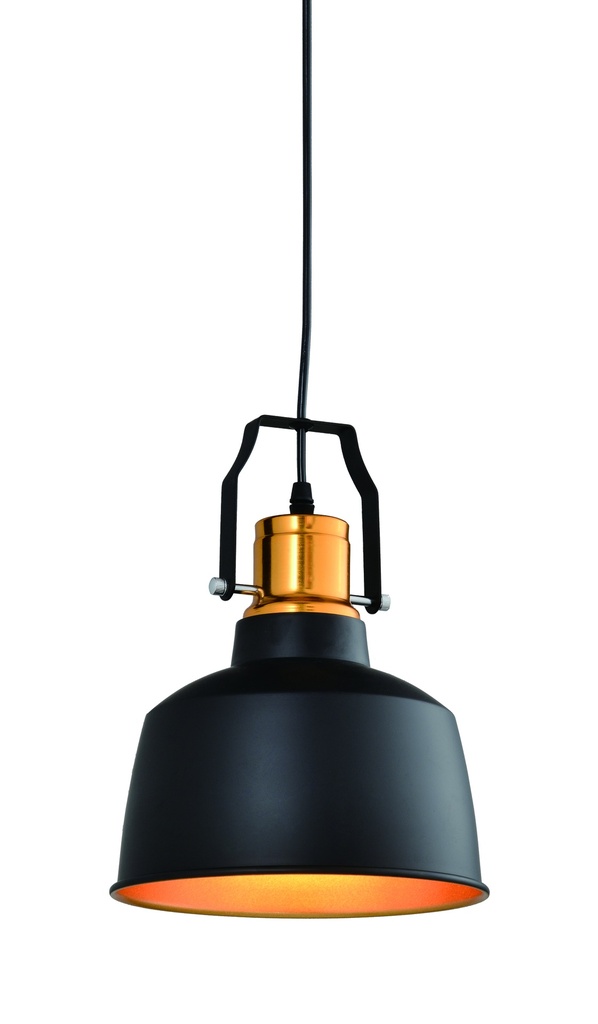 Підвісний світильник GTV decor MONROE, E27, IP20, d22cm, Чорний/Золотий (OS-MON-11-DEC)