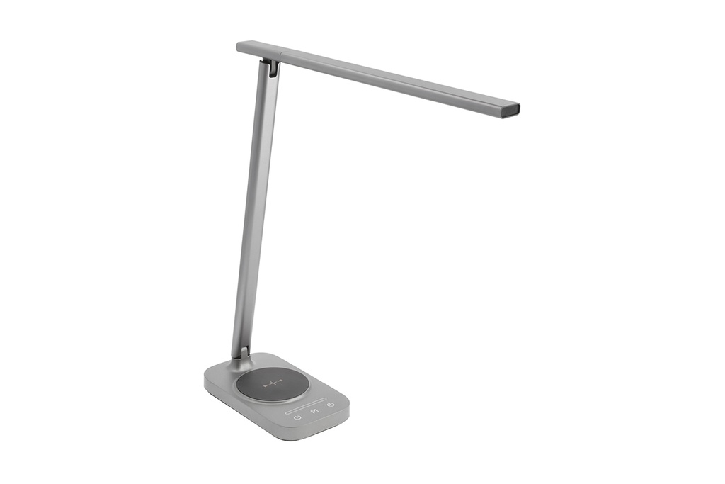 Настільна лампа з індукційною зарядкою GTV Bressi, 8W, USB, Сірий, працює від power bank (LB-BRE8W-15-DEC)