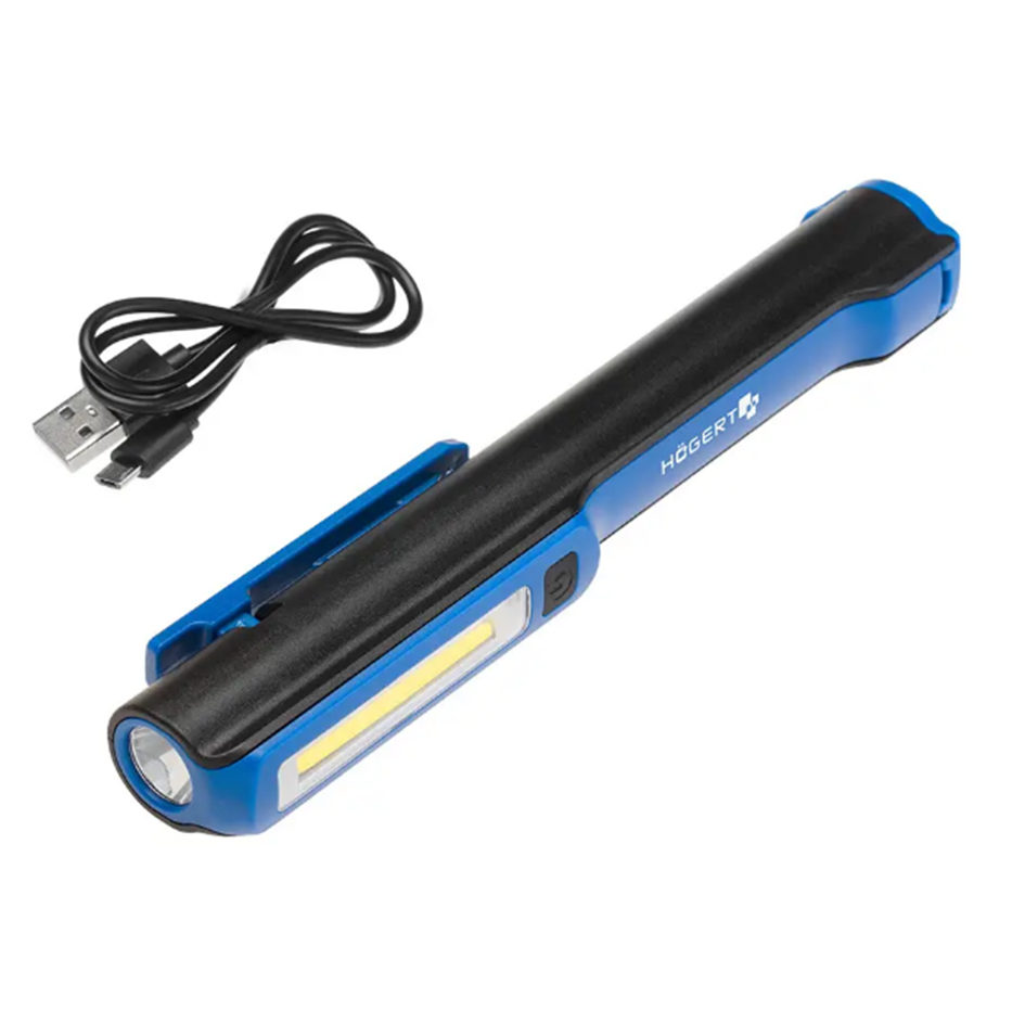 [6_21516] Ліхтарик інспекційний Hogert, 160 Lm, зарядка через USB (HT1E406)