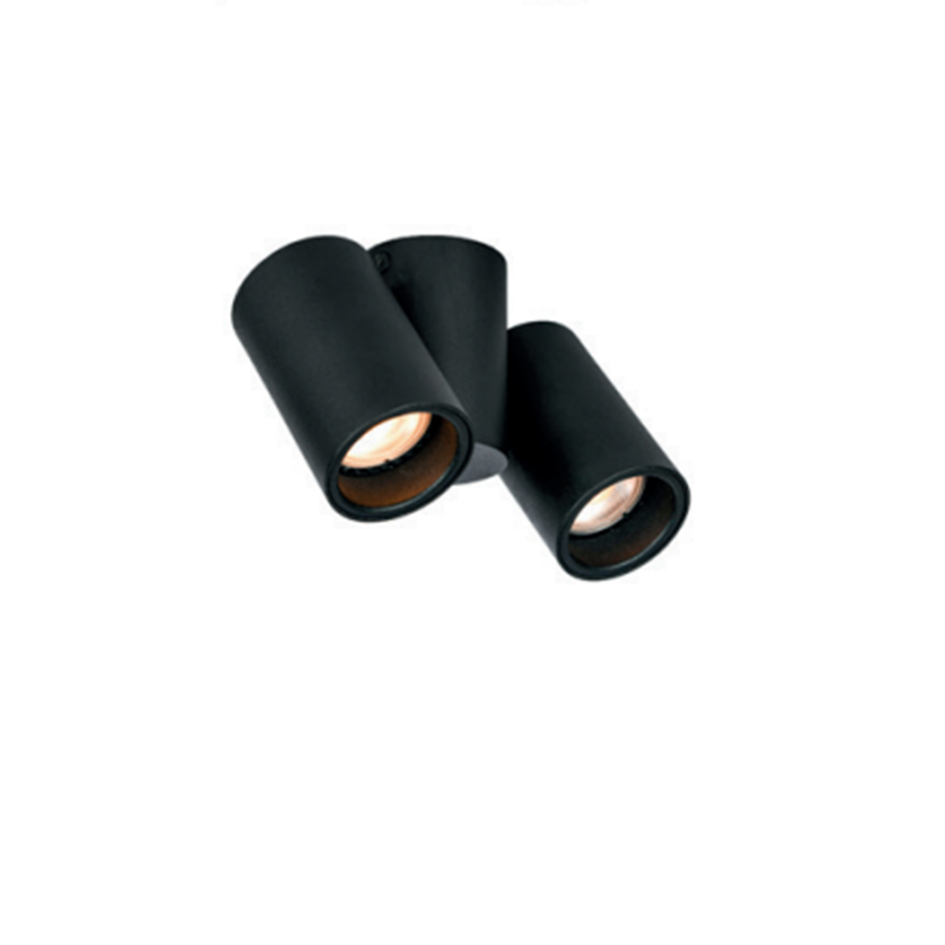 Світильник поворотний подвійний GTV LUPO, алюміній, IP20, 2*GU10, max. 50W, круглий, чорний (OS-LUP-2GU10-10)