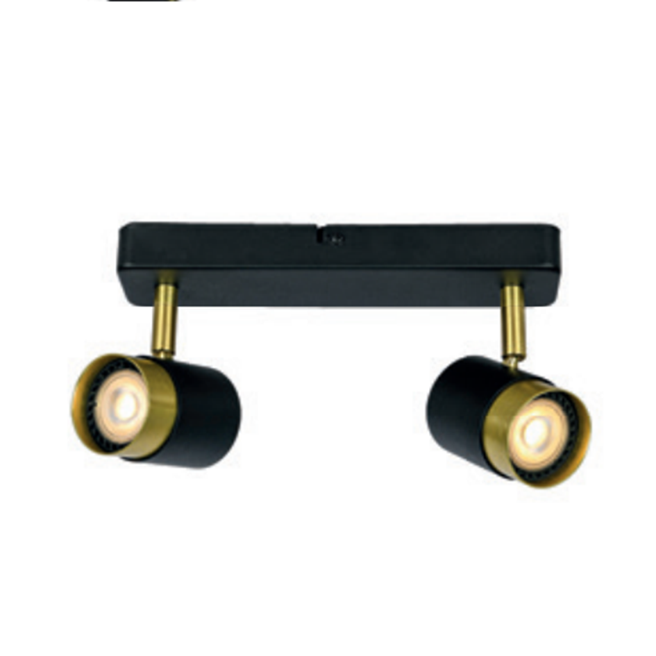 Світильник подвійний GTV ORIO, алюміній, IP20, 2*GU10, max. 50W, круглий, чорний (OS-ORI-2GU10-10)