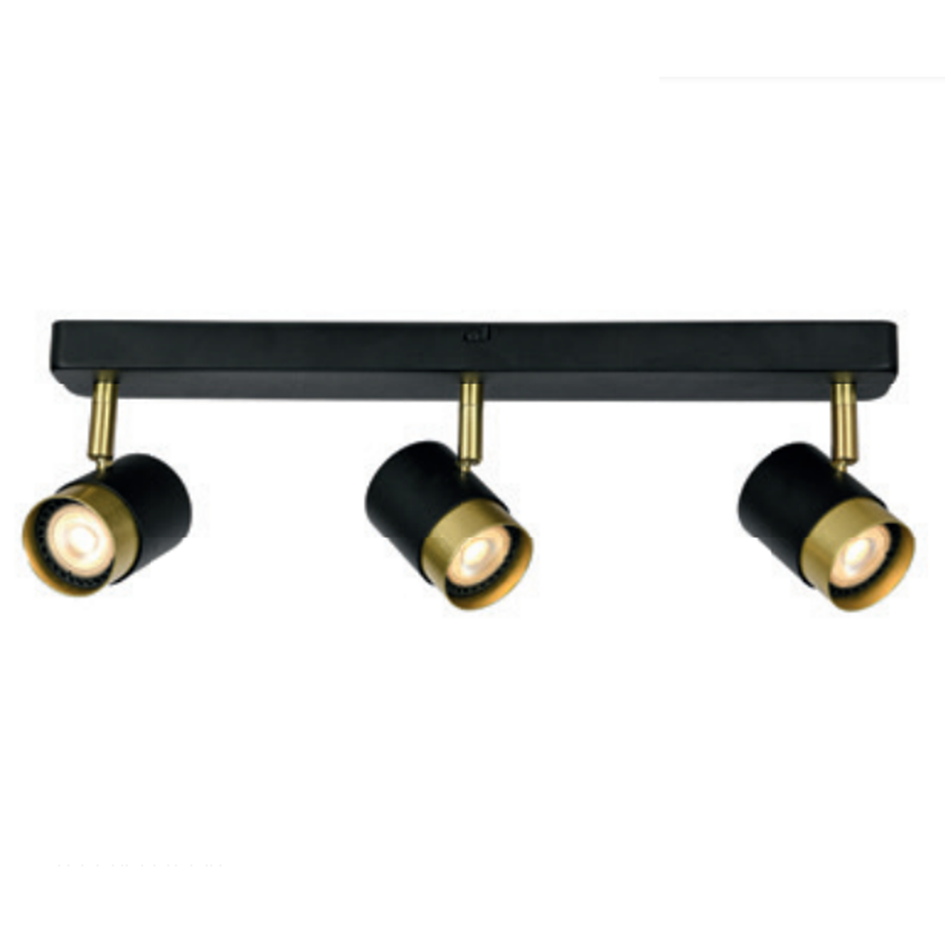 Світильник потрійний GTV ORIO, алюміній, IP20, 3*GU10, max. 50W, круглий, чорний (OS-ORI-3GU10-10)