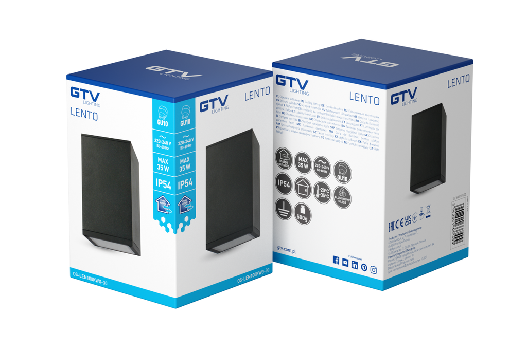 Cвітильник GTV LENTO, алюміній, 100x130, IP54, max 35W, квадратний, графіт  (OS-LEN100KWG-30)