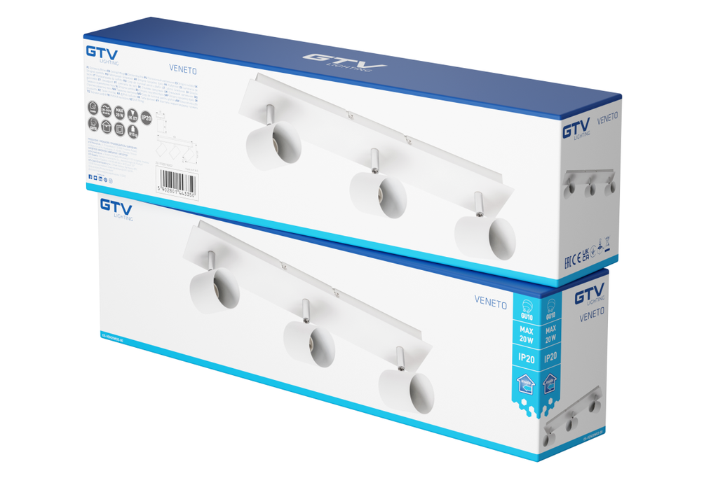 Світильник GTV VENETO, IP20, max.20W, 3xGU10, круглий, білий (OS-VEN20WO3-00)