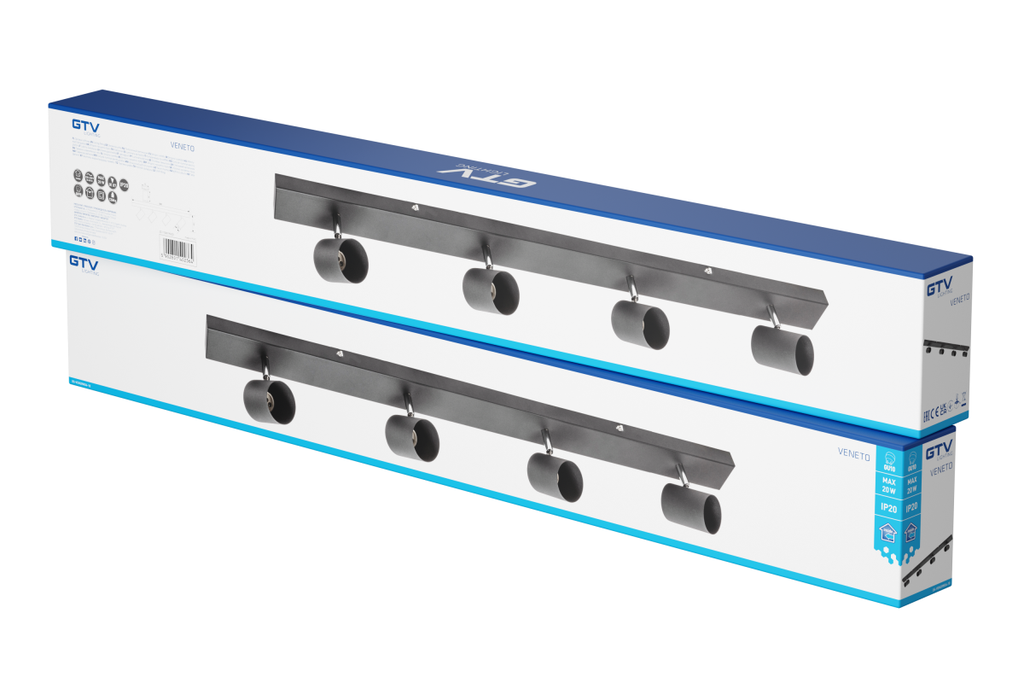 Світильник GTV VENETO, IP20, max.20W, 4xGU10, круглий, чорний (OS-VEN20WO4-10)