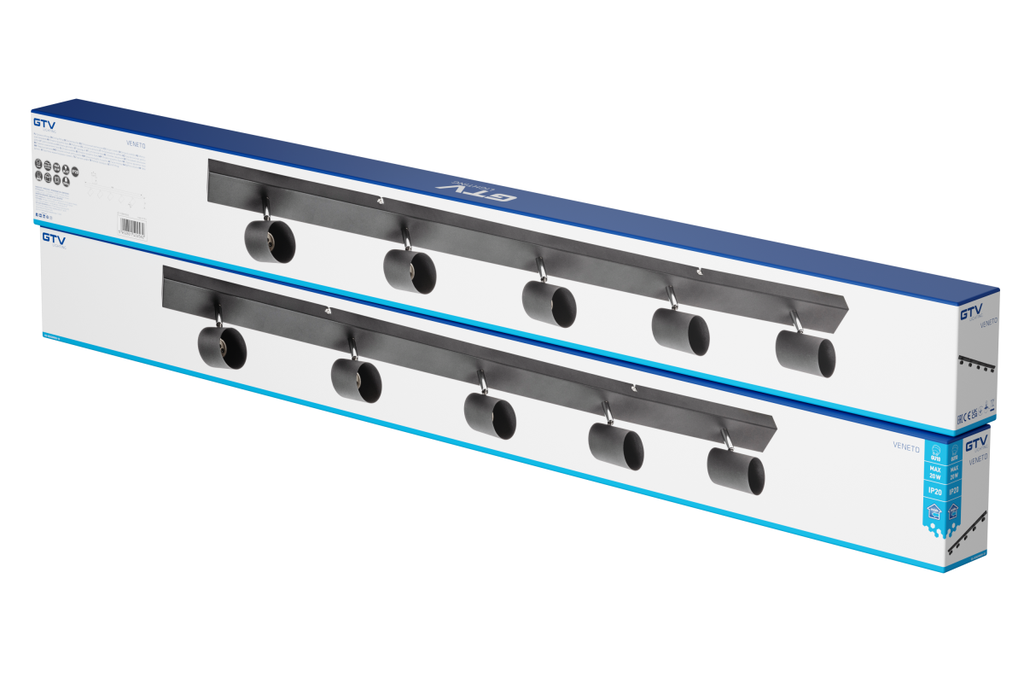 Світильник GTV VENETO, IP20, max.20W, 5xGU10, круглий, чорний (OS-VEN20WO5-10)