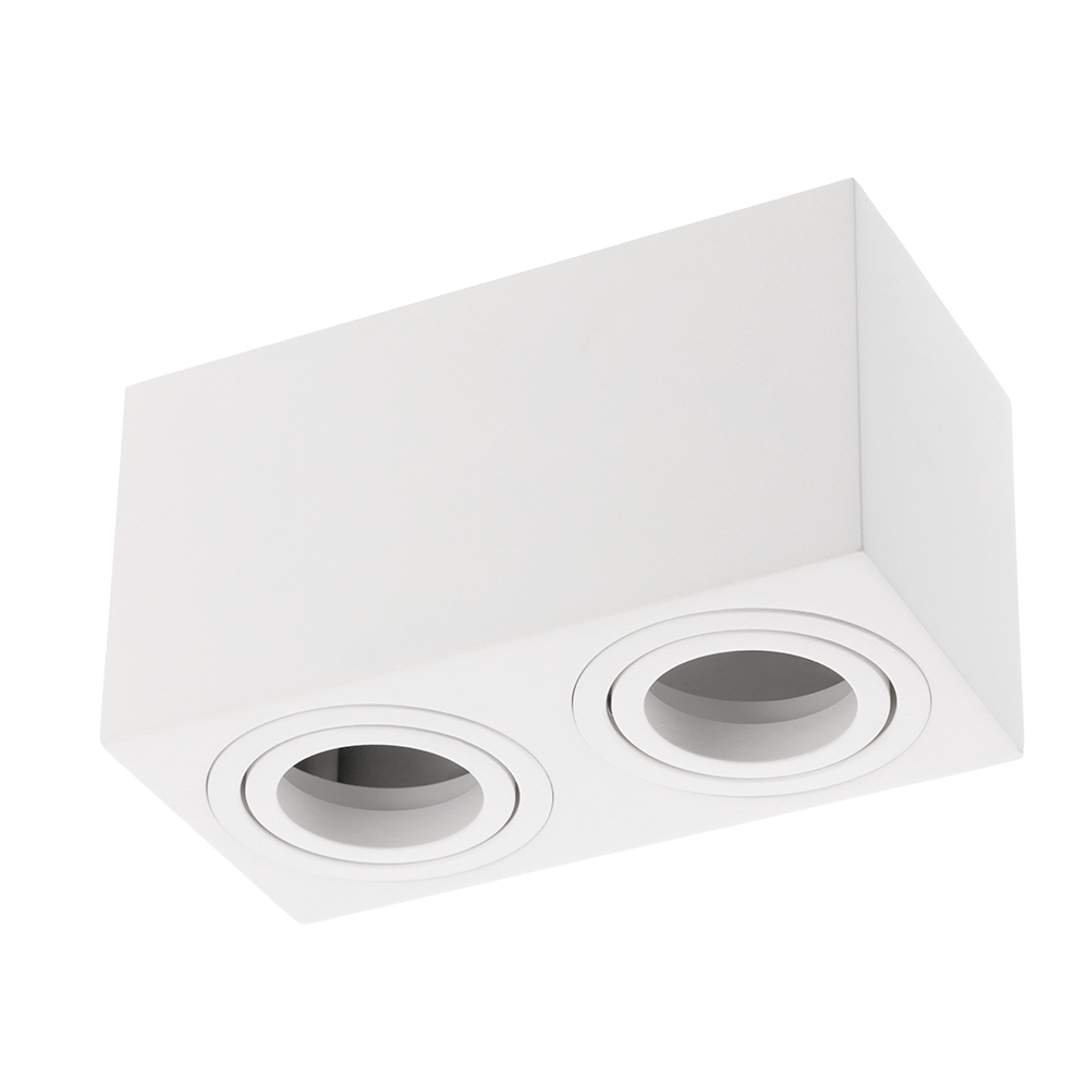 Світильник подвійний GTV AVEIRO DUO BIS, алюміній, 160x80x90мм, IP20, max.20W*2, квадрат, білий (OS-AVB80160KW2-10)