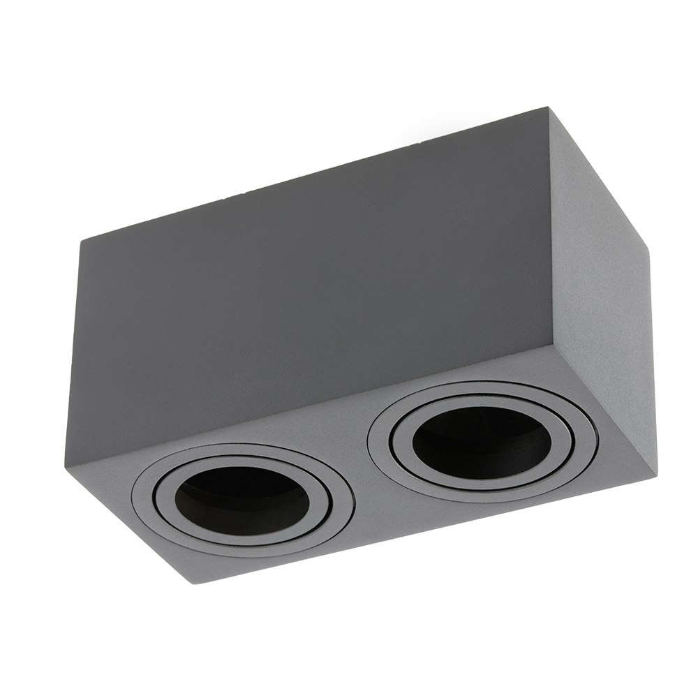 Світильник подвійний GTV AVEIRO DUO BIS, алюміній, 160x80x90мм, IP20, max.20W*2, квадрат, чорний (OS-AVB80160KW2-00)