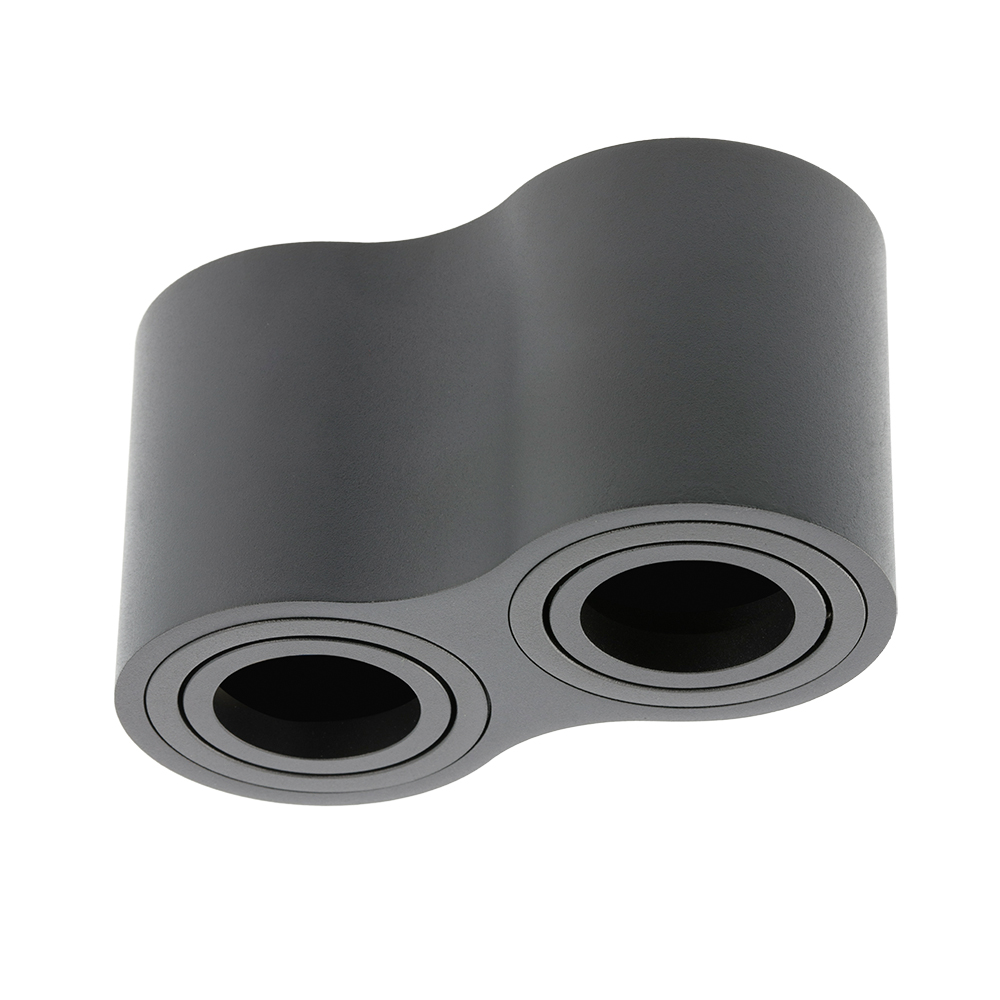 Світильник подвійний GTV AVEIRO DUO BIS, алюміній, 160x80x90мм, IP20, max.20W*2,круглий, чорний (OS-AVB80160OK2-00)