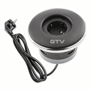 Подовжувач GTV круглий врізний SHUTTER, 1xSCHUKO, кабель з вилкою 1,5м, чорний (AE-GM1SSHU-20)