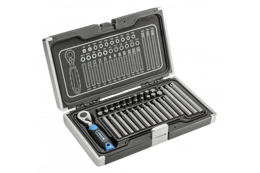 Набір HOEGERT біт з тріскачкою 37 шт. (HT1R466)