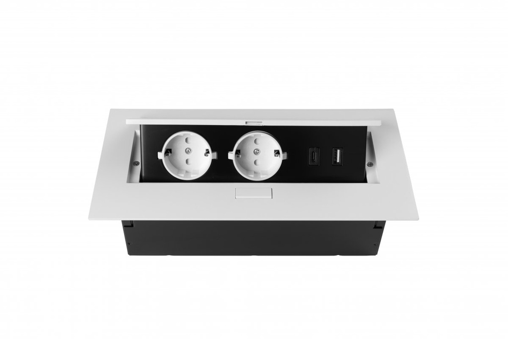 [6_26253] Меблева розетка GTV, 2хSHUKO, USB A+C, білий (AE-PBU02GS-10N)