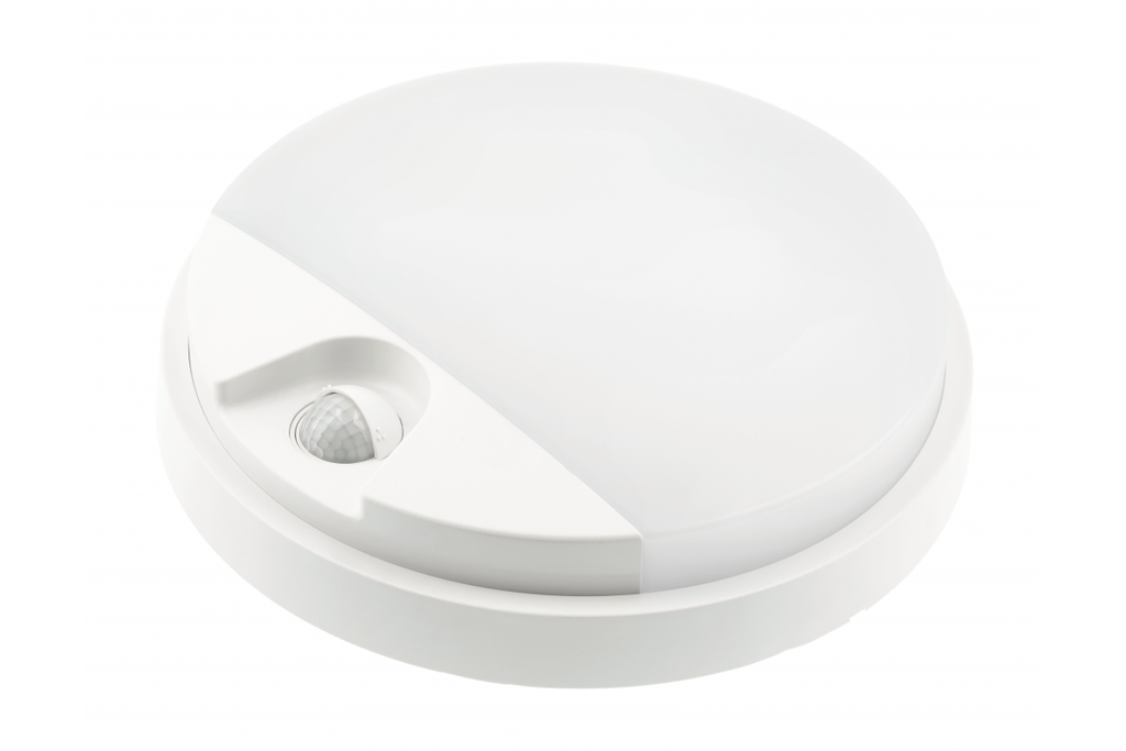 Світильник світлодіодний GTV TULON з датчиком руху, 15 Вт, 1350 лм, 4000K, AC220-240V, IP54, круглий, білий