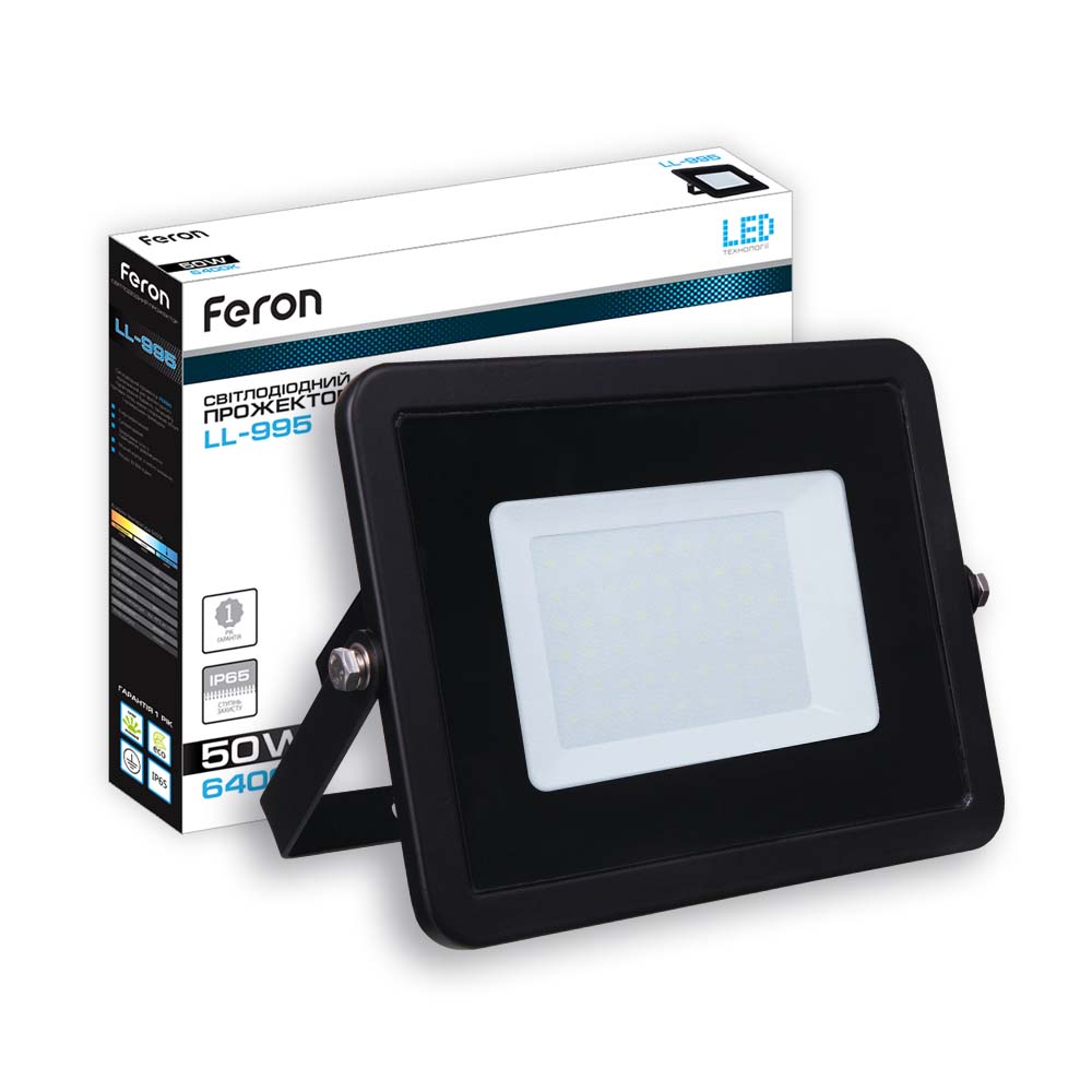 [5834] Світлодіодний прожектор Feron LL-995 50Вт 6400K чорний