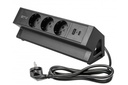 Меблева розетка GTV BASCO, 3хSHUKO, USB A+C, кабель 1.5 м, чорний