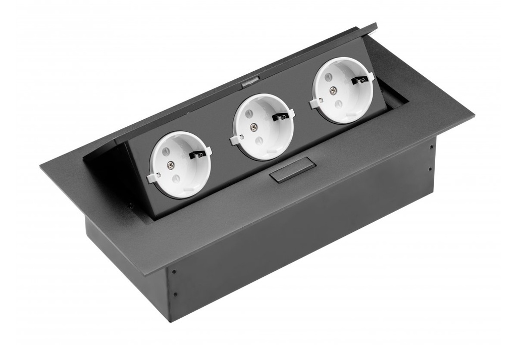 [6_27821] Меблева розетка GTV, 3хSHUKO, кабель 1.5 м, чорний