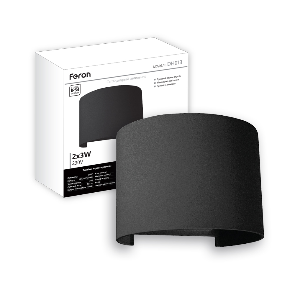 Архітектурний світлодіодний накладний світильник Feron DH013 6Вт 4000K чорний