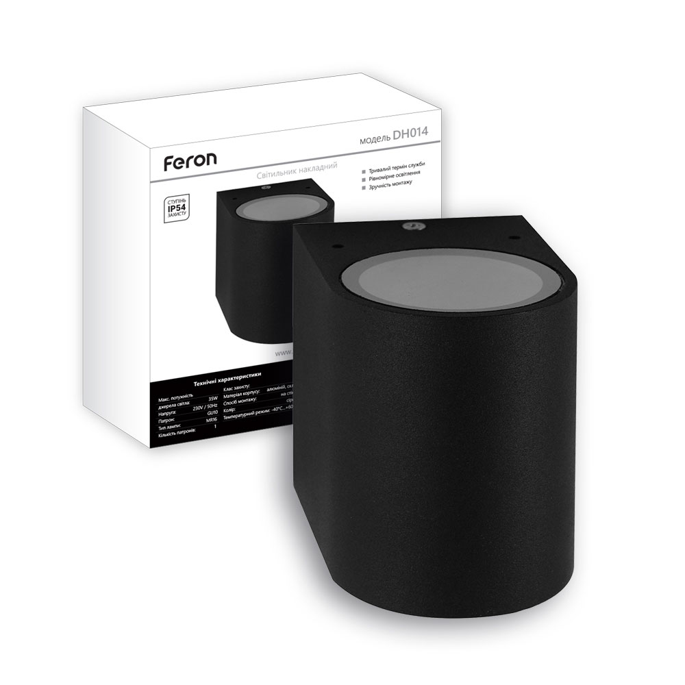 [6163] Архітектурний накладний світильник Feron DH014 GU10 під лампу чорний