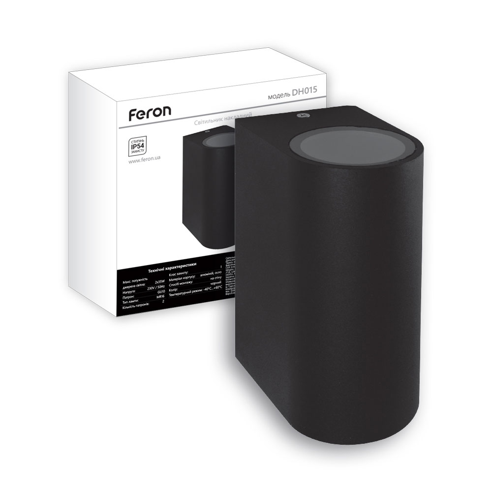 [6165] Архітектурний накладний світильник Feron DH015 GU10 під лампу чорний
