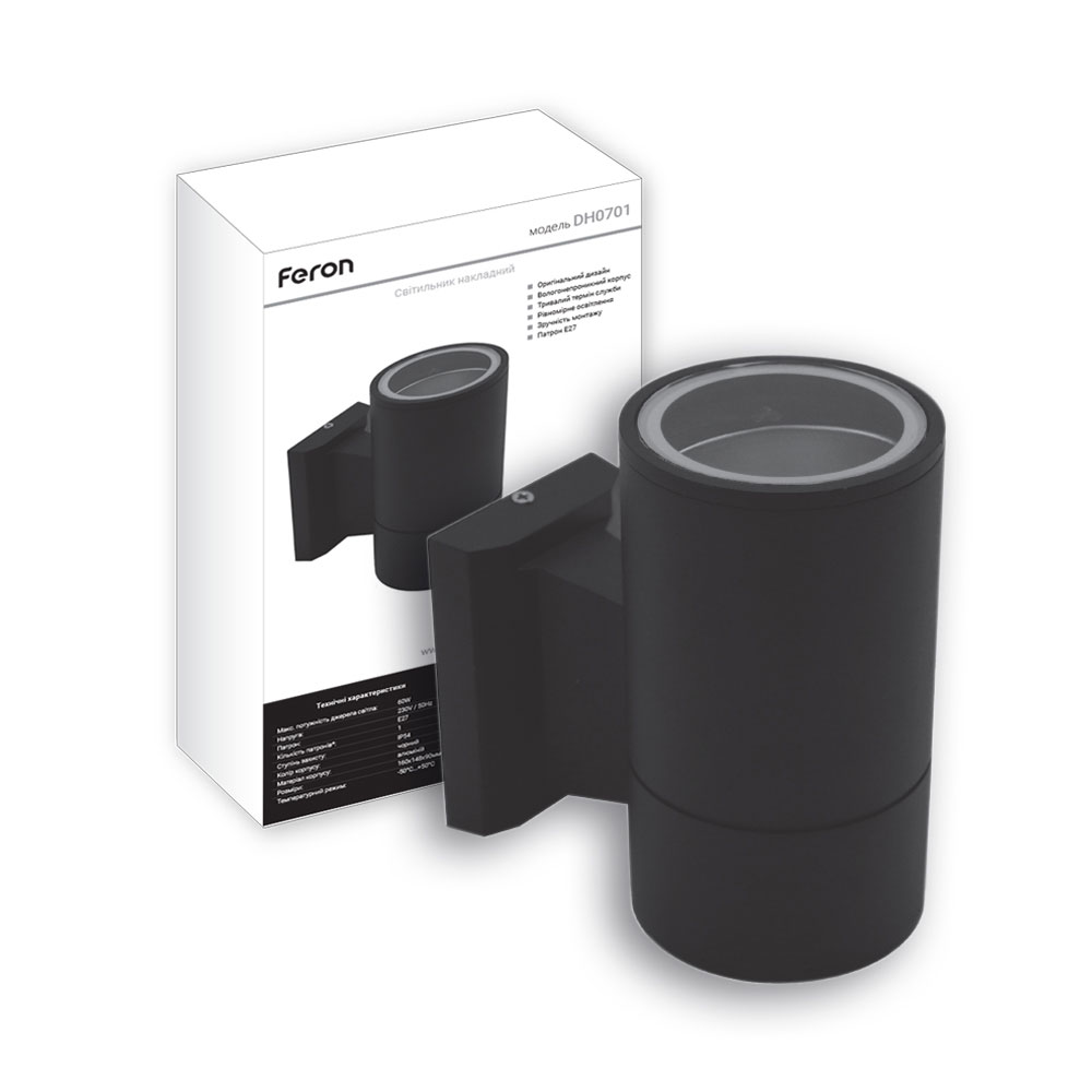 Архітектурний накладний світильник Feron DH0701 під лампу чорний