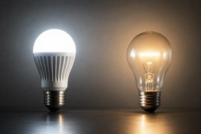 LED лампа 9 Вт проти лампи розжарювання 60 Вт - та сама яскравість, у 6 разів менше енергії