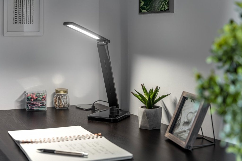 Настільна лампа GTV HIKARI LED, 6W, CCT, чорна, працює від power bank (LB-HIK6WCCT-10)