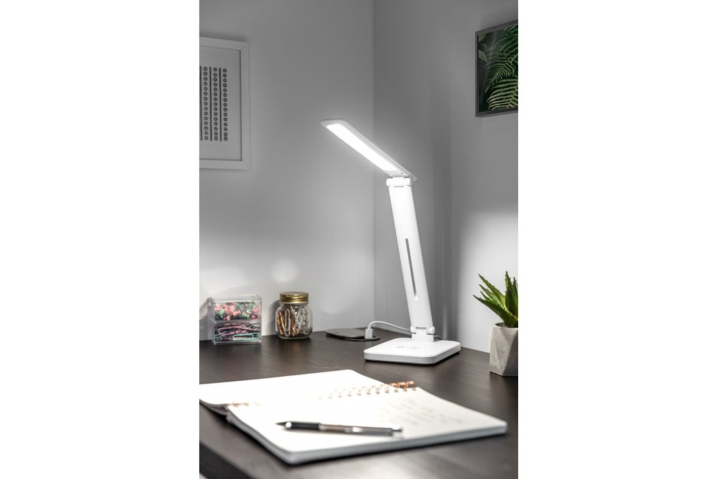 Настільна лампа з індукційною зарядкою GTV IZUKA LED, 6W, CCT, біла, працює від power bank (LB-IZK6WCCT-00)