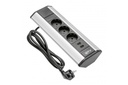 Подовжувач для офісу GTV AE-PBKT3S2U-80, кутовий, 3 x гнізда SCHUKO, 2xUSB 2.1A 5V, срібний