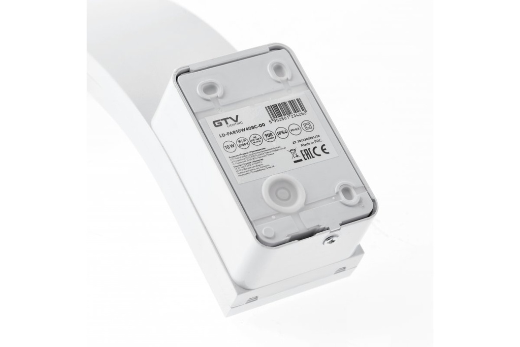 Світильник 10W настінний фасадний світлодіодний GTV PARIS LED, IP54, 140°, 4000K, білий (LD-PAR10W40BC-00)
