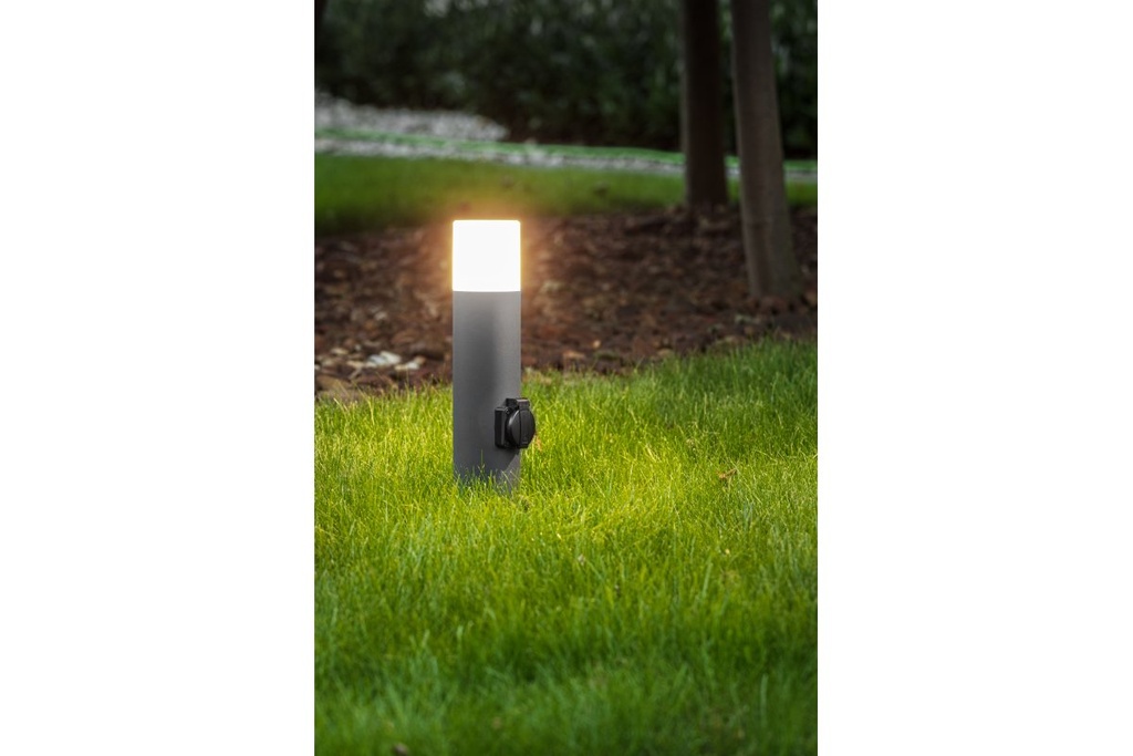 Світильник садовий з розеткою GTV CORTA-P 40, E27, max.25W, IP54, стовпчик, графіт (OS-CORP40G-30)